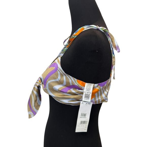 New ~ ASOS ~ Tie Front Floral Swirl Print Beach Crop Top Size 6 - Picture 5 of 9